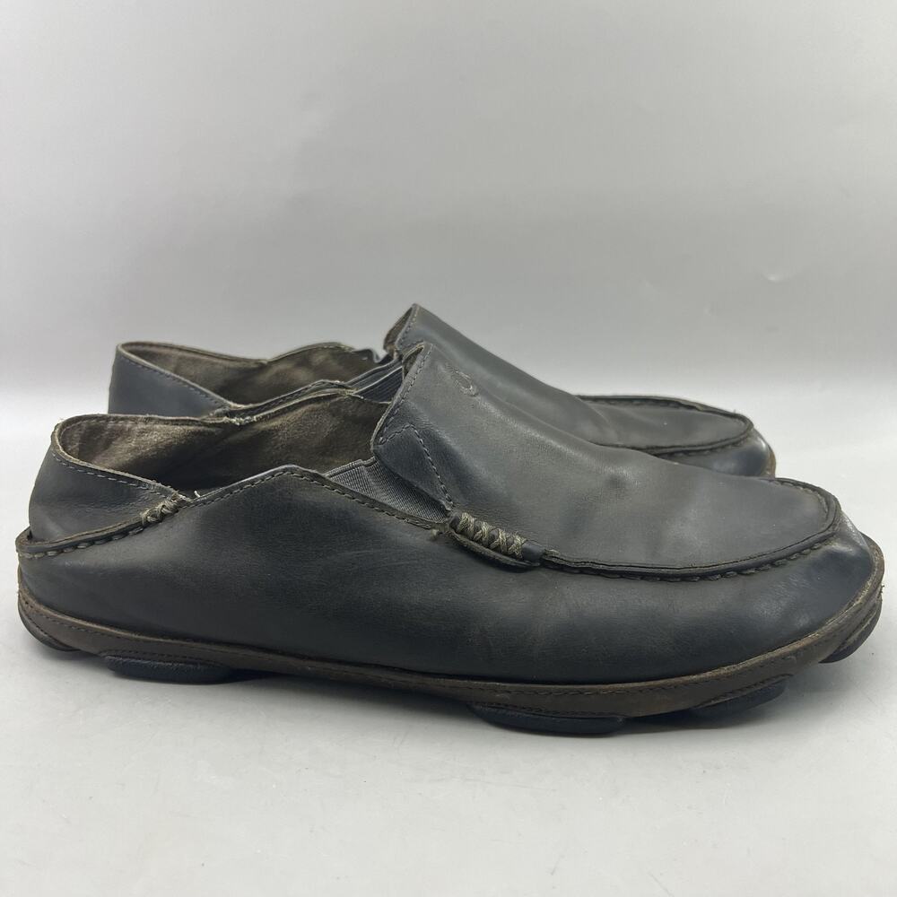 OluKai Moloa Slip On Casual Mule Shoes Men Size 11 Brown Leather Comfort Loafers